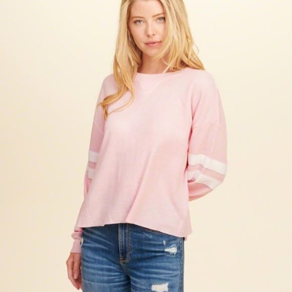 Hollister Pink Varsity Waffle Tee - Picture 5 of 7